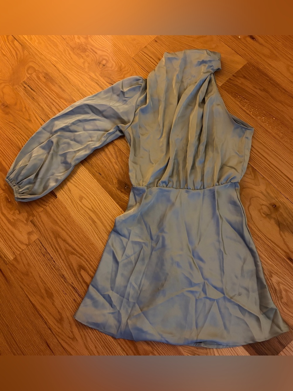 Light green One-Shoulder Women’s Silk Dress very soft and comfortable